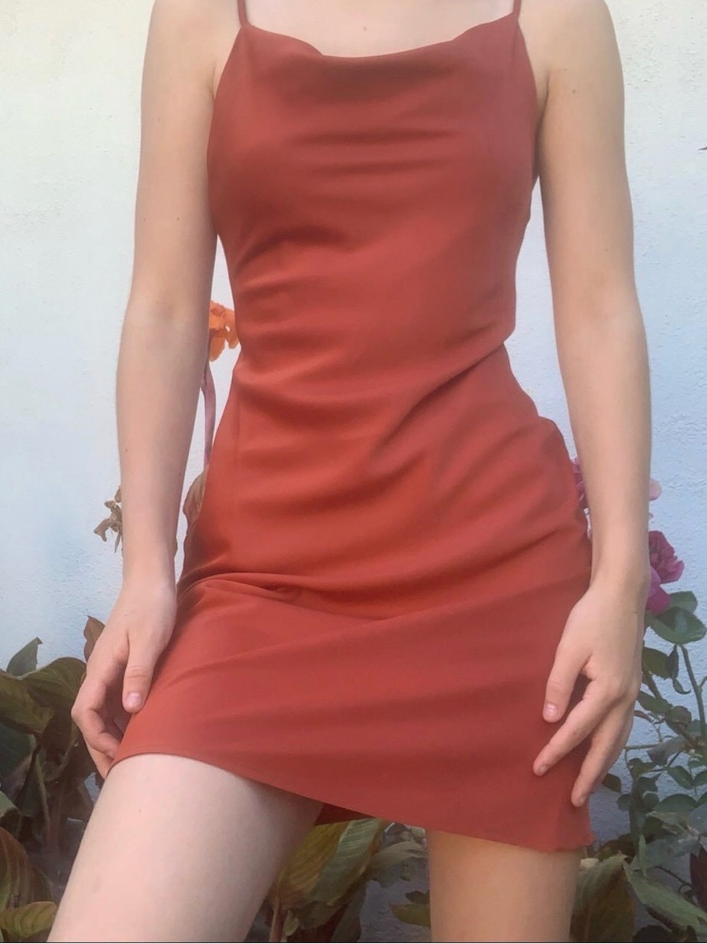 Source Unknown Rust-Tone Slip Mini Dress